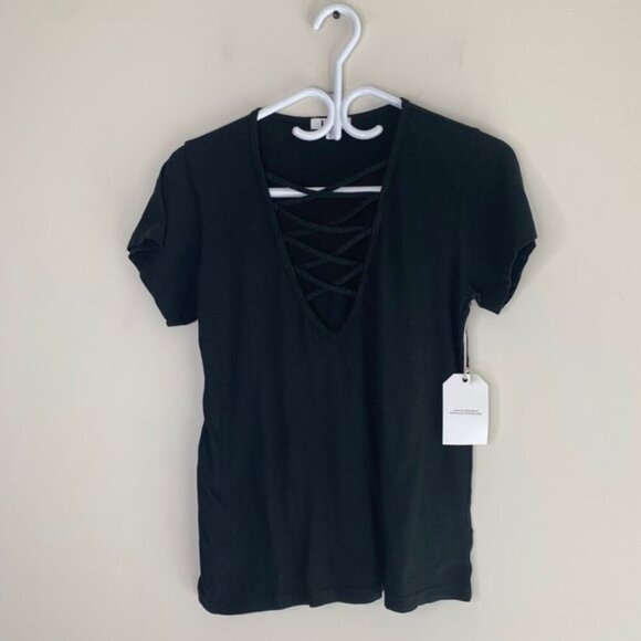 Revolve LNA Kontrol Kross Tee T-Shirt Short Sleeve Straps Black Lace up Size XS - Picture 9 of 14
